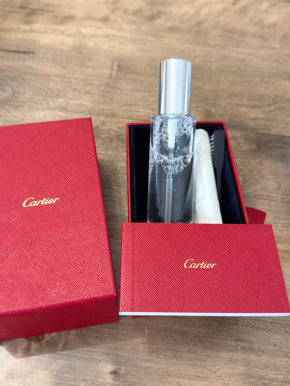 Cartier Red Jewelry Care Set with Silver-Top Cleaning Lotion - Picture 3 of 7
